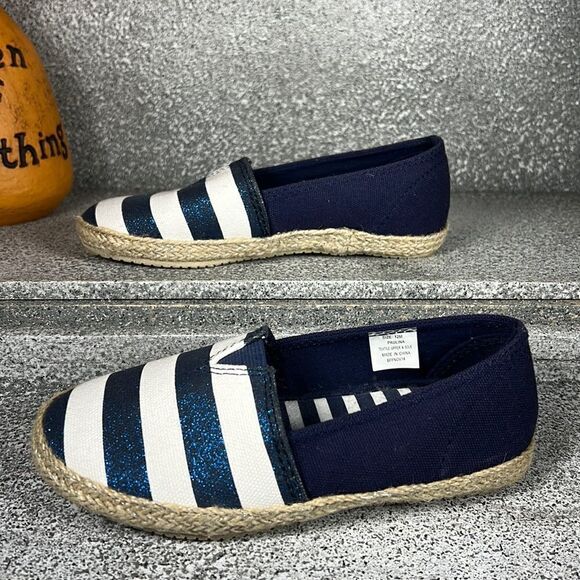 Hanna Andersson Paulina Espadrille Slip-on Shoe Navy & White - Picture 1 of 7